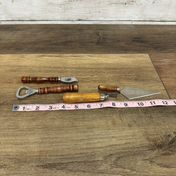 Vintage Can Piercer Bottle Opener Wood Handle Utensils Retro MCM Kitchen Tools - Picture 4 of 4